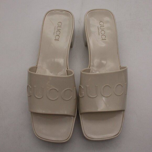 Gucci Platform 20/60mm Women's Size EU 41 Rubber Slide Sandals White Italy - Picture 1 of 11